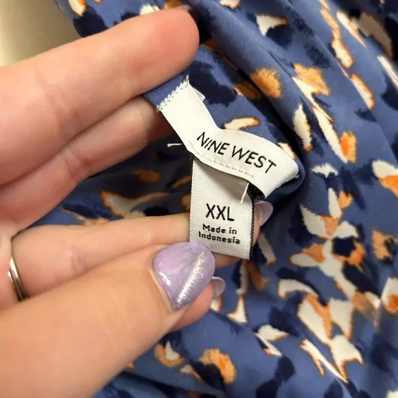 Ninewest One Shoulder Blue Floral Cocktail Dress - XXL - Picture 3 of 4